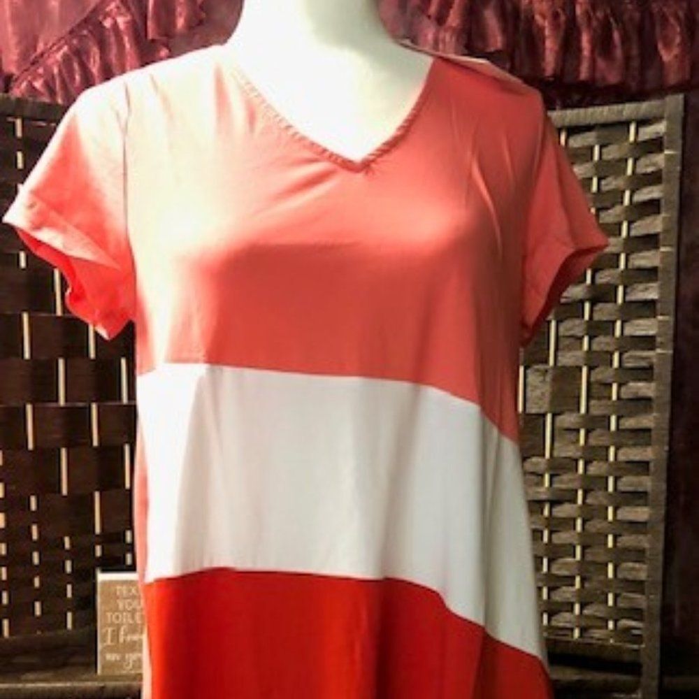 NWT Casual Color Block V-Neck Knee-Lgth A-line Dress